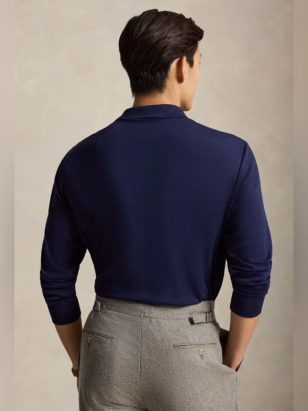 NWT Polo Ralph Lauren NAVY BLUE Soft Cotton Long Sleeve Collared Polo Shirt